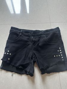 Black Studded Denim Shorts