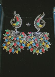 Colorful Peacock Earrings