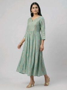 Elegant Teal Printed Maxi Dress