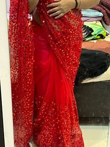 Red Partywear Saree
