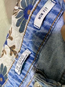 Ripped Denim Mom Fit Jeans