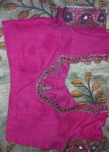 Pink Embellished Saree Blouse