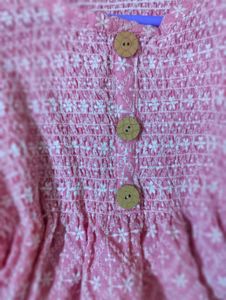 Pink Embroidered Fit And Flare Kurti