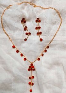 New Red & Gold Jewelry Necklace Set