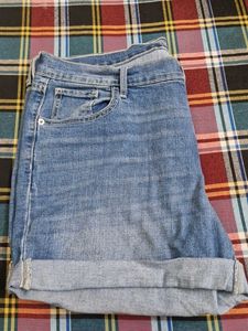 Women Denim Blue Shorts - 38 Waist Size