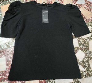 Puff Sleeve Black Top