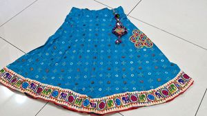 Royal Blue Ethnic Skirt With Kutchi Work