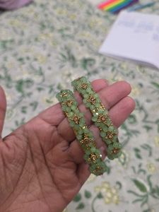 4 Bangle 2 Kada Set Of Green