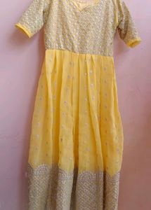 Yellow Ethnic Gown with duppta