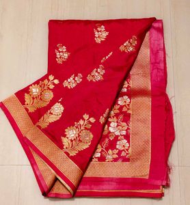 Red &amp; Gold Dress Material