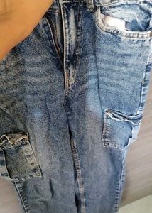 Blue Denim Cargo Pants