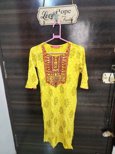 Yellow Embroidered Kurta