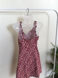 Shein Maroon Printed Dress(Women’s)