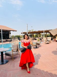 Red Princess Tail Dress with Lace &amp; Cancen Inside