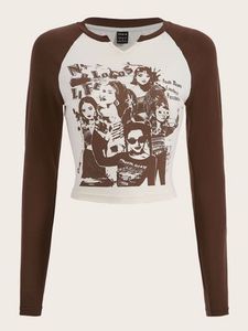 Graphic Raglan Long Sleeve Top