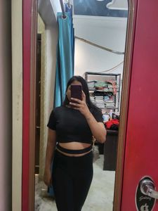 Sexy Black Crop Top With Cutout Design at Abs