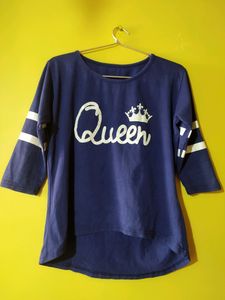 Casual Regular Sleeves Printed Women Blue Top