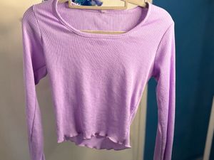 Cute Lavender Long Sleeve Top
