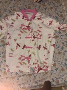 Dragonfly Print Button-Down Shirt