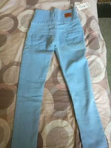 High Waisted Baby Blue Jeans