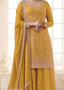 Elegant Yellow Embroidered Suit