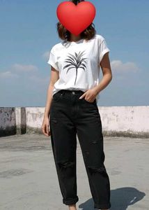 Mango White Palm Print T-Shirt