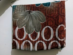 Brown And Green Multicolour Printed Saree