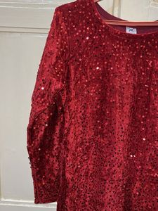 Red Sequin Velvet Dress