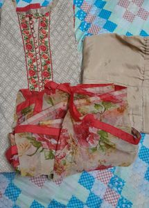 Skin &amp; Red Colour Plazzo Suit