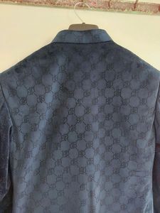 Navy Blue Studded Sherwani Suit With Patiala Pant