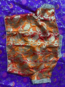 New Banarai Sareee With Orange Blouse