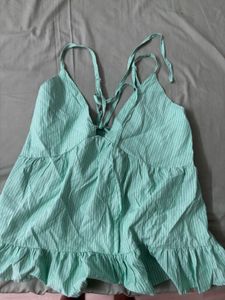 Green Striped Halter Top