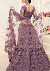 Semi Stitched purple Embroidered Lehenga Choli