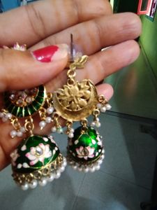 Green Color Jhumka Earring