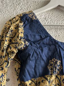 Kurti Set-Beautiful BlueCream With Chudidar