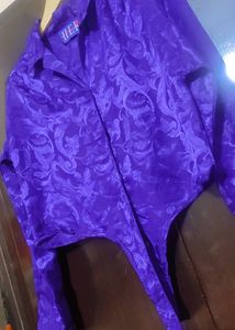 Purple Shining Party Wear Crop Top For 36 Bust
