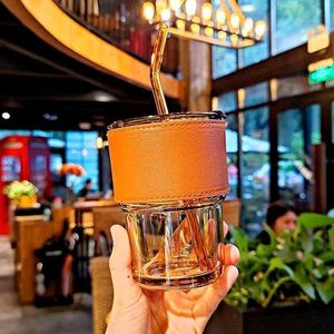 Glass Mug with Straw and Cover