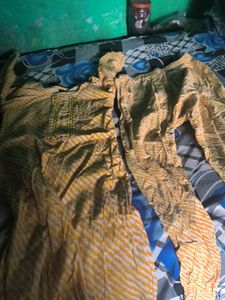 Yellow &amp; White Striped Kurti