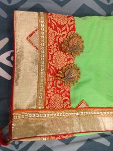 Green &amp; Red Indian Saree