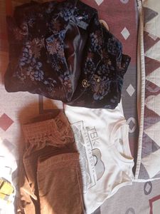 Floral Velvett blazer Jacket three piece set