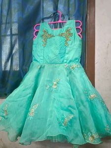 Girl&#39;s Embellished Aqua Dress