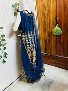 Blue &amp; Gold Embroidered Indian Dress