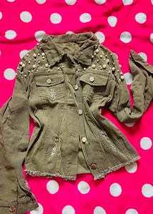 Perfectly Crafted With Pearls Denim Jacket