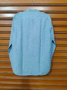 Hugo Boss Striped Band Collar Long Sleeve Shirt