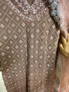 Mauve - Embroidered Kurta Set (kurta + dupatta )