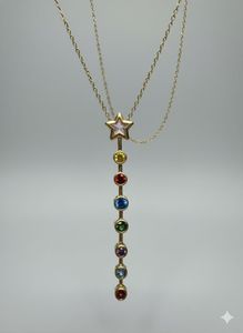 Anti Tarnish | Star & Rainbow Gemstone Necklace