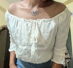 Boho Off-Shoulder Crop Top