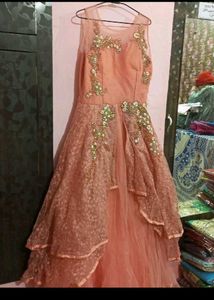 New Peach Embroidered Dress