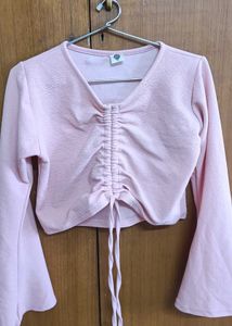 Pink Ruched Crop Top