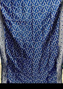 Silver Zari Work Saree With Blouse